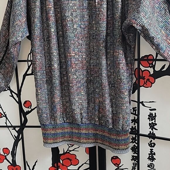 Vintage Umi Collections by Anne Grimm's long Sleeve multi colored top 100% Silk - Picture 3 of 9